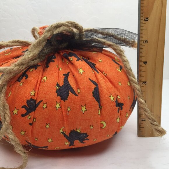 Handmade Halloween Fabric Pumpkins Set 2 Decorative Plush Spooky Twine Accents - Picture 16 of 16